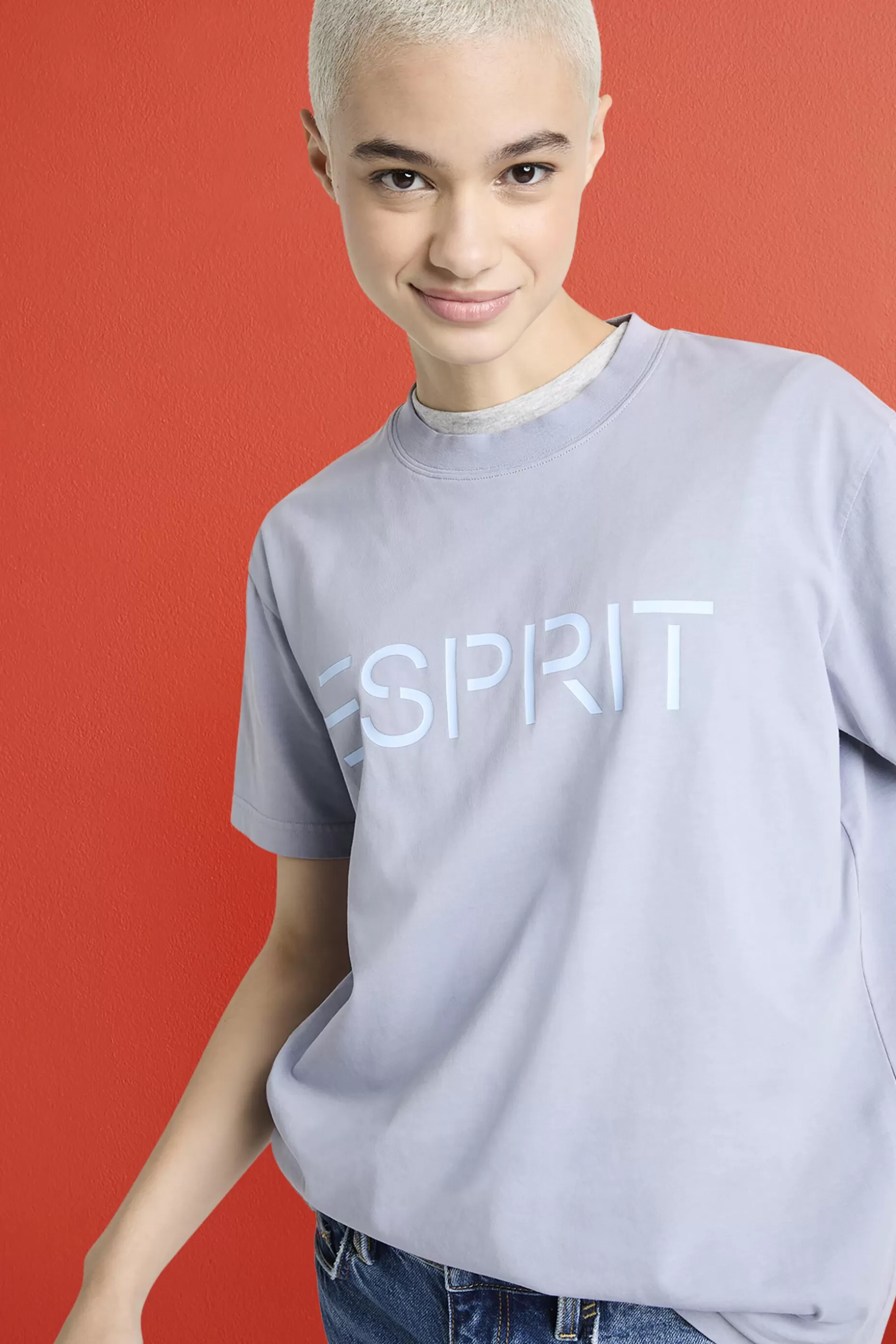 ESPRIT Unisex Logo Cotton Jersey T-Shirt at our Online Shop *Women T-Shirts + Tops