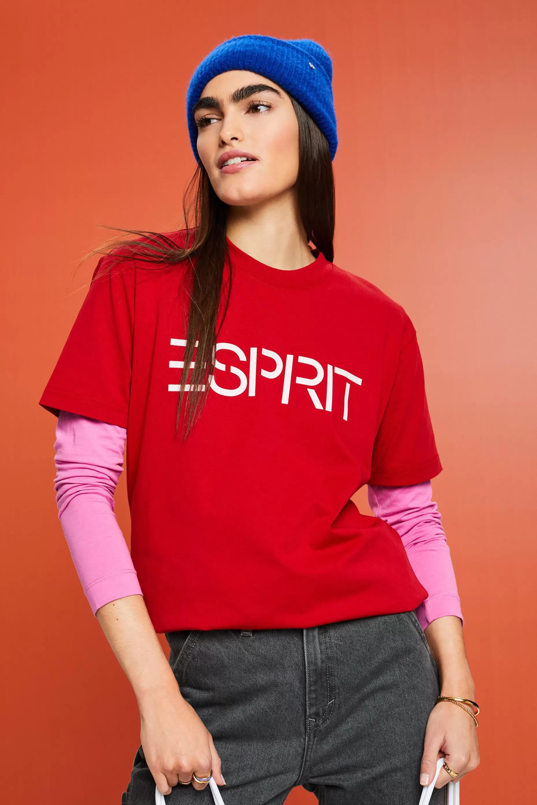 ESPRIT Unisex Logo Cotton Jersey T-Shirt at our Online Shop *Women T-Shirts + Tops