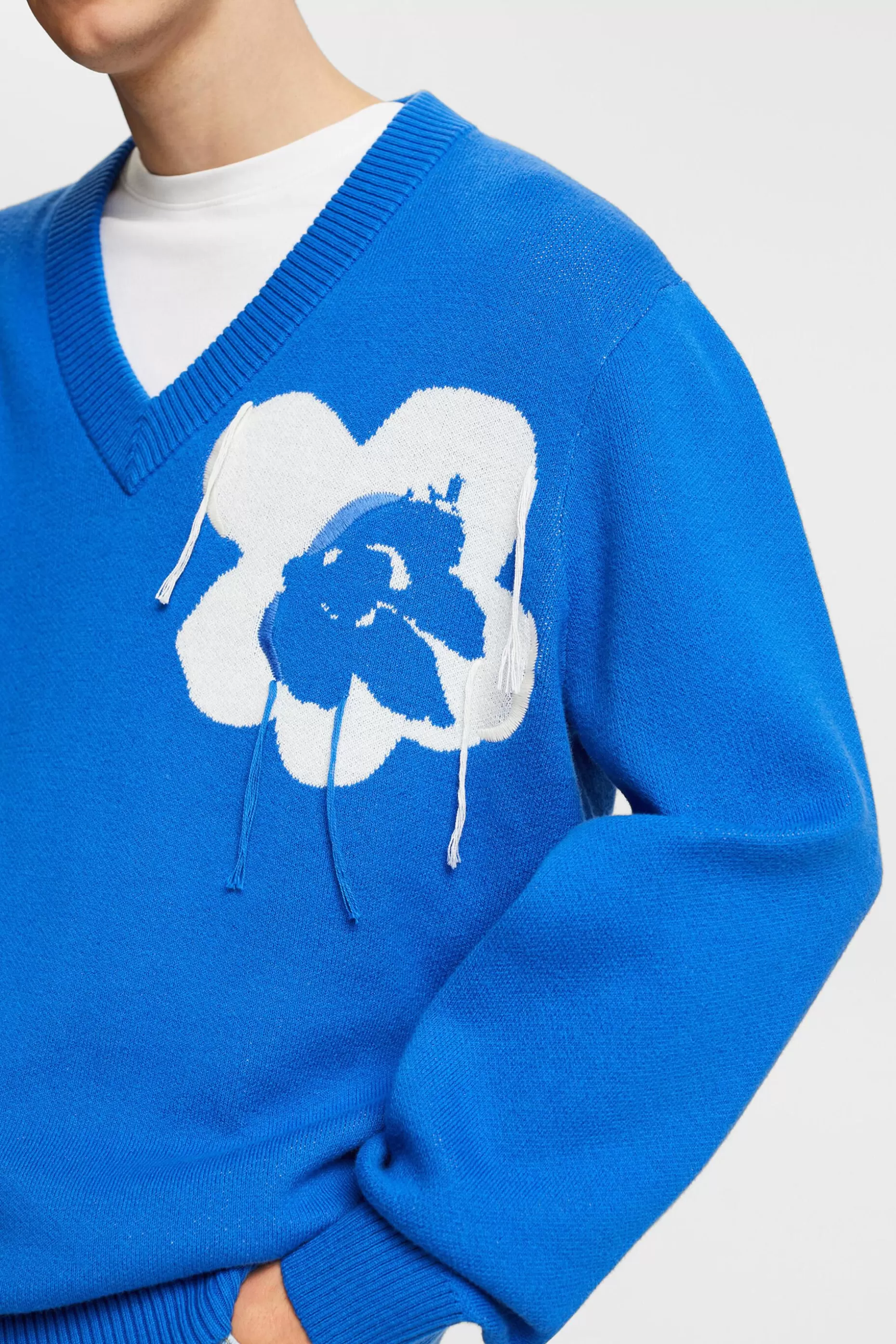 ESPRIT V-neck jumper with floral jacquard pattern at our Online Shop *Men Sweaters