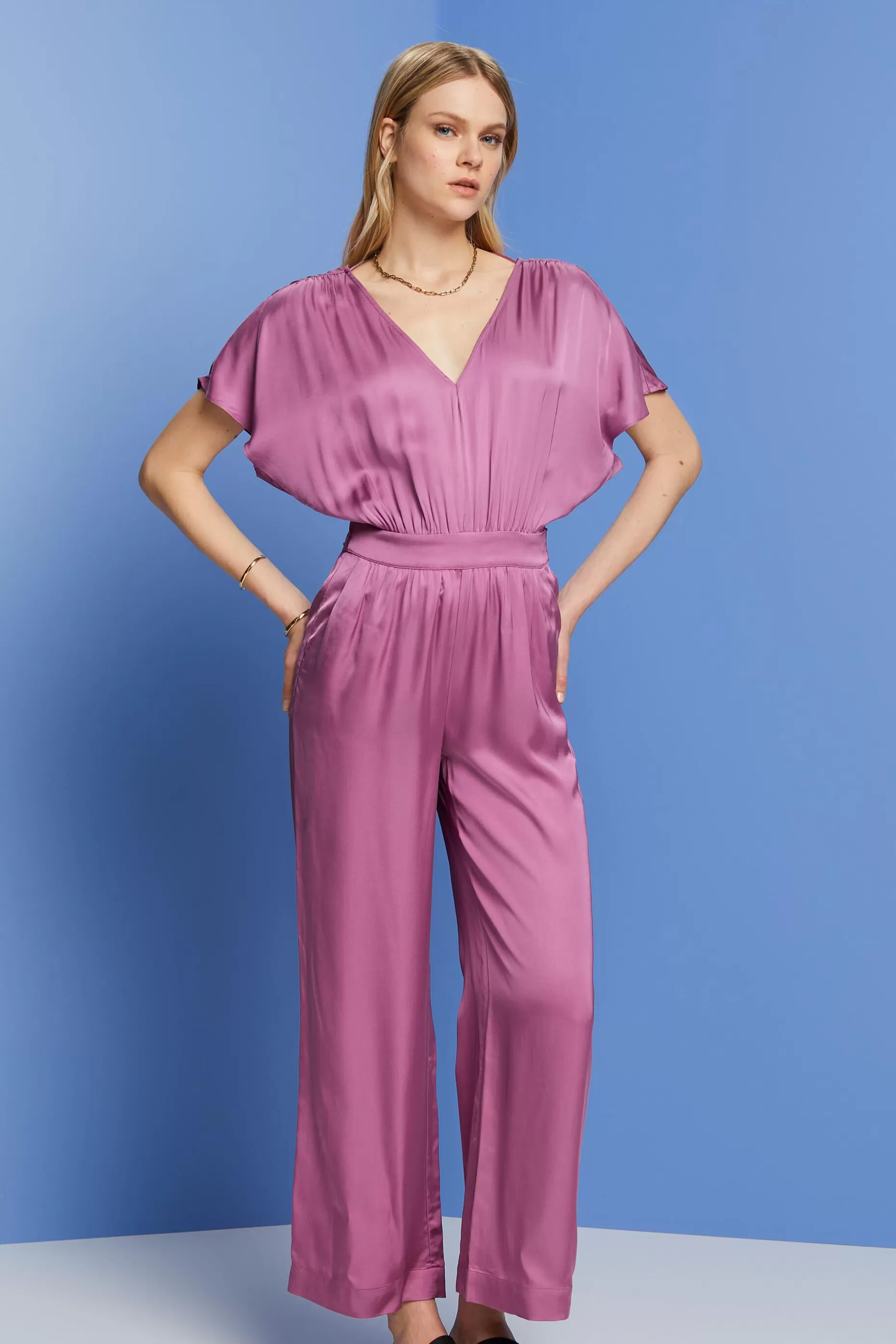 ESPRIT V-Neck Satin Jumpsuit at our Online Shop *Women Dresses + Jumpsuits