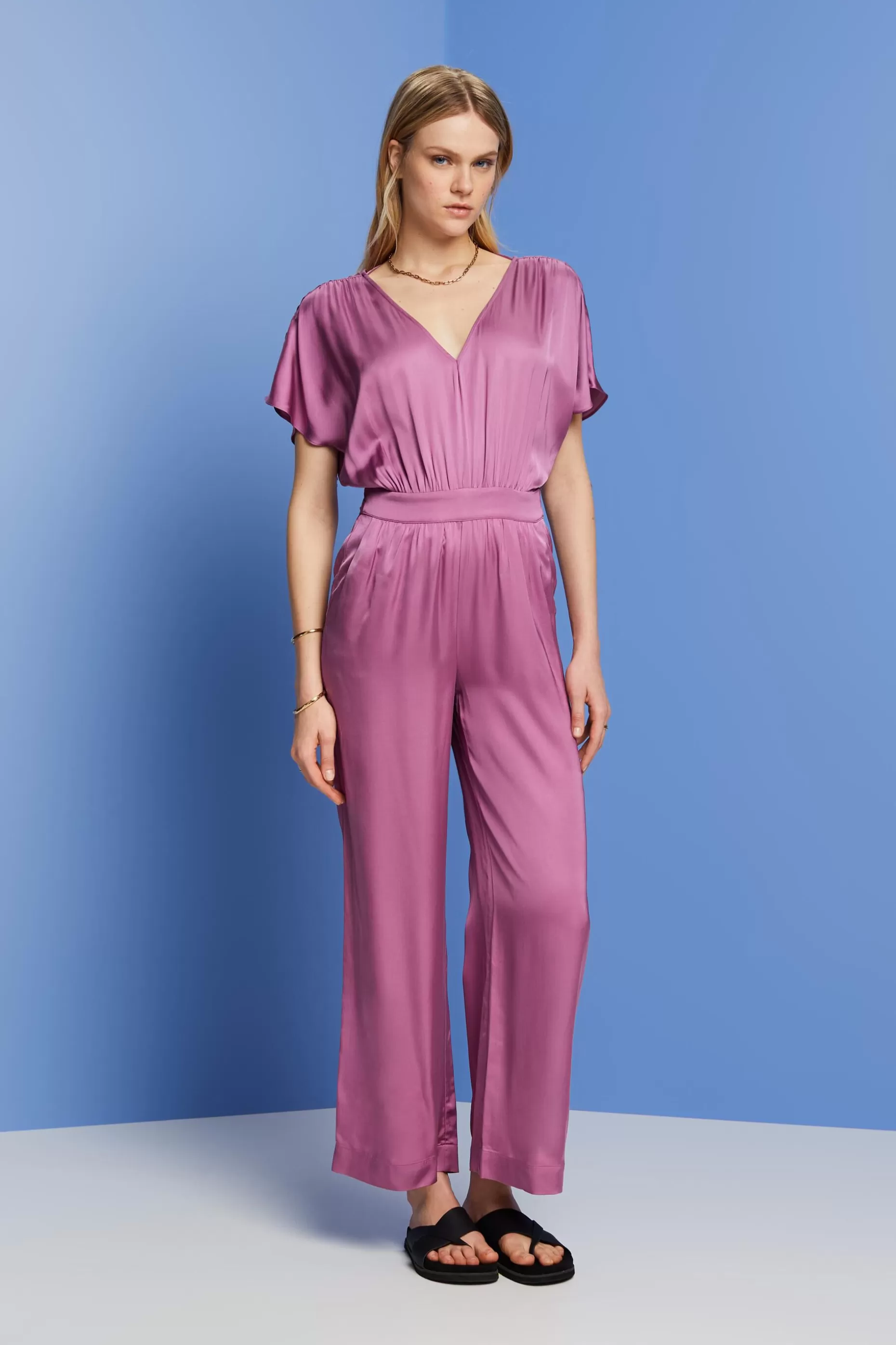 ESPRIT V-Neck Satin Jumpsuit at our Online Shop *Women Dresses + Jumpsuits