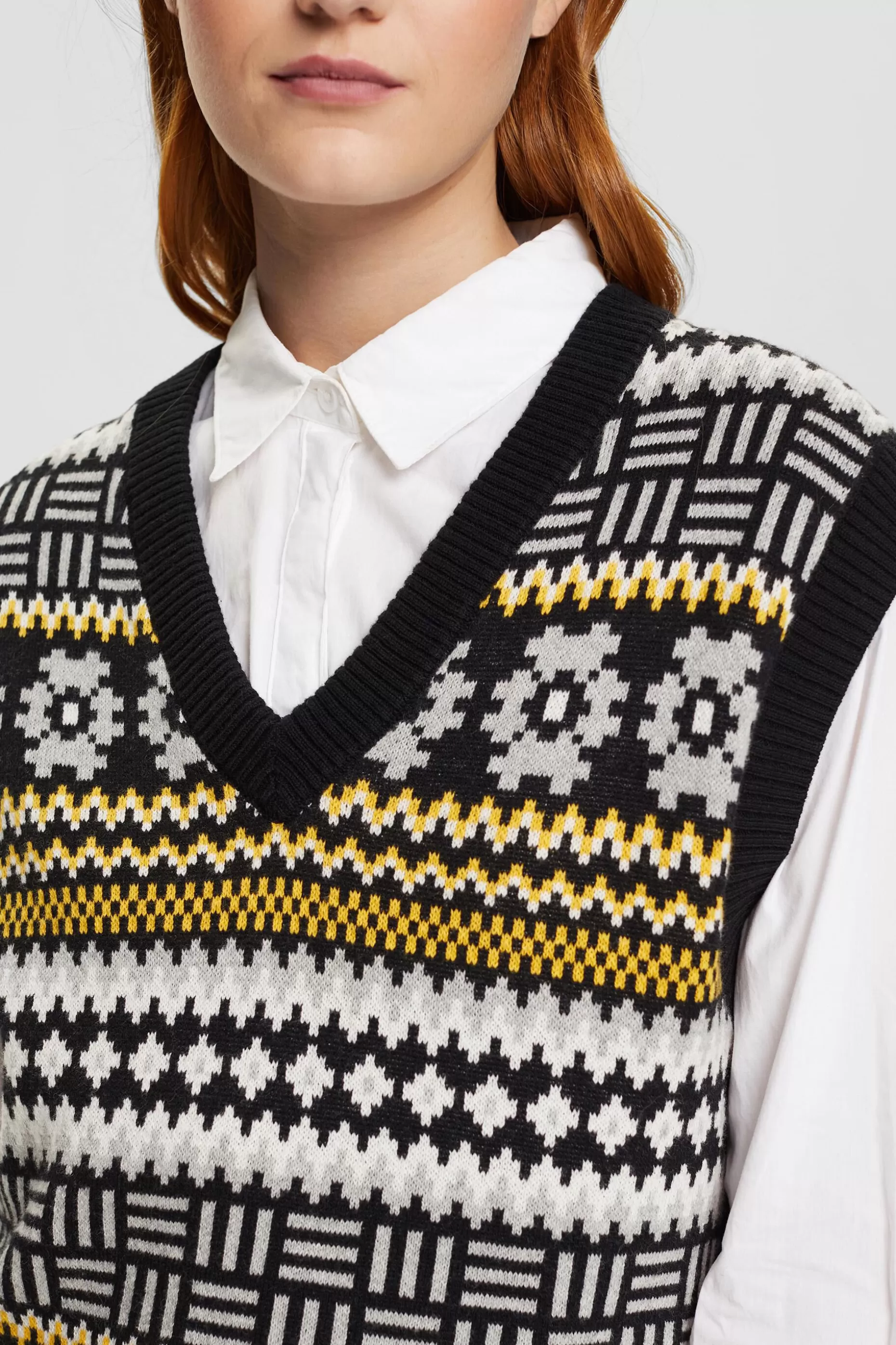 ESPRIT V-neck tank top with Fair Isle jacquard at our Online Shop *Women Tops