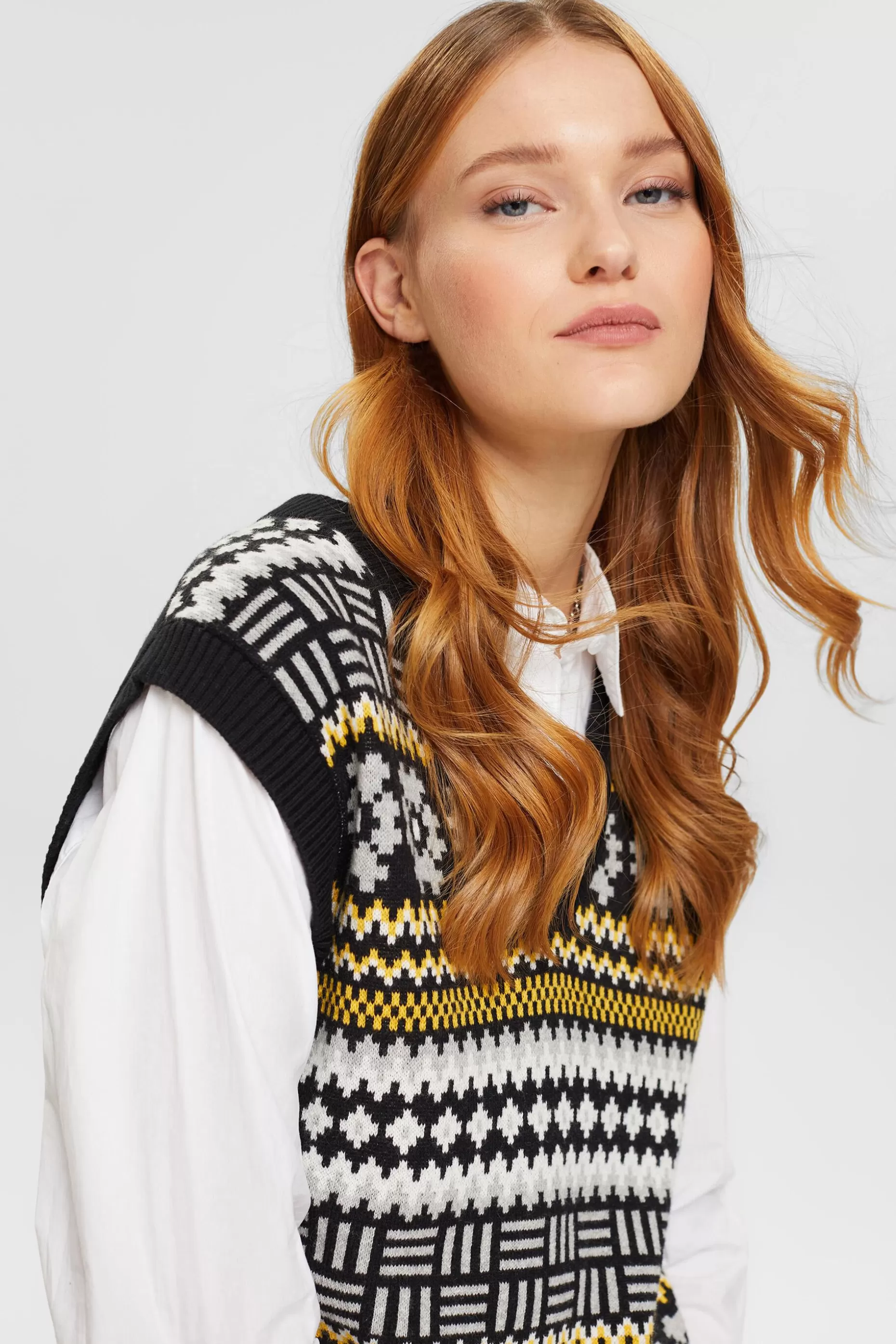 ESPRIT V-neck tank top with Fair Isle jacquard at our Online Shop *Women Tops