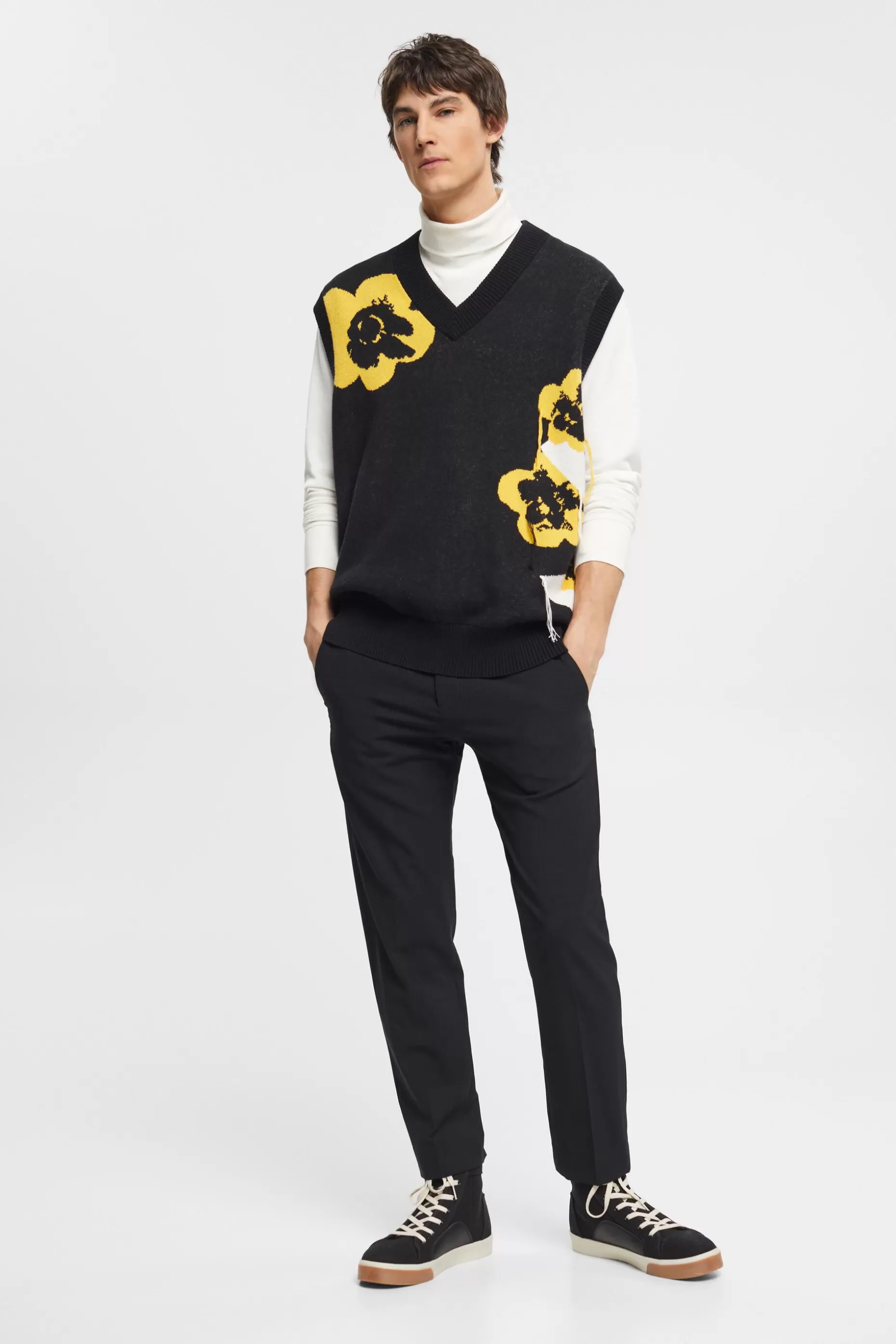 ESPRIT V-neck tank top with floral jacquard pattern at our Online Shop *Men Tops
