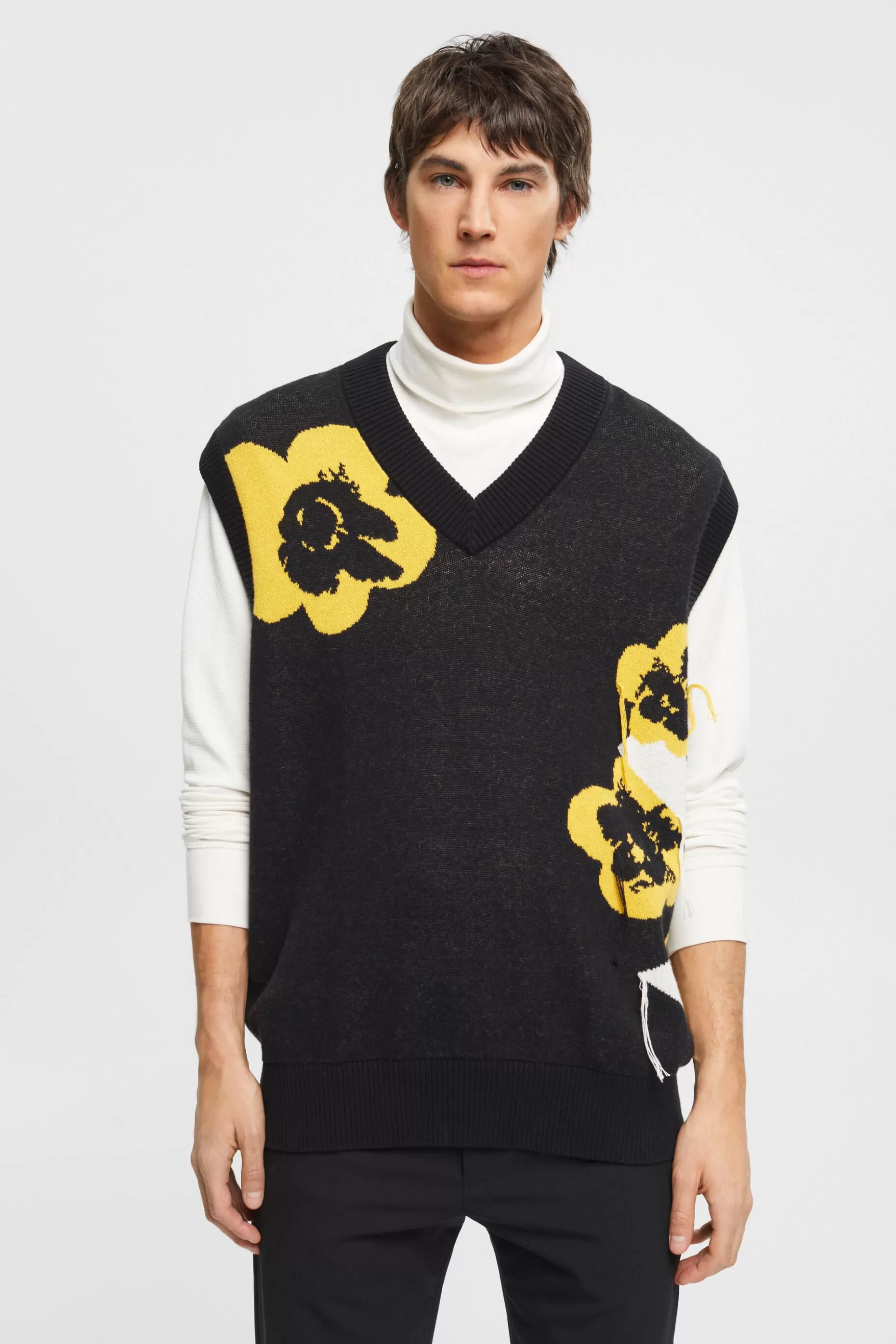 ESPRIT V-neck tank top with floral jacquard pattern at our Online Shop *Men Sweaters