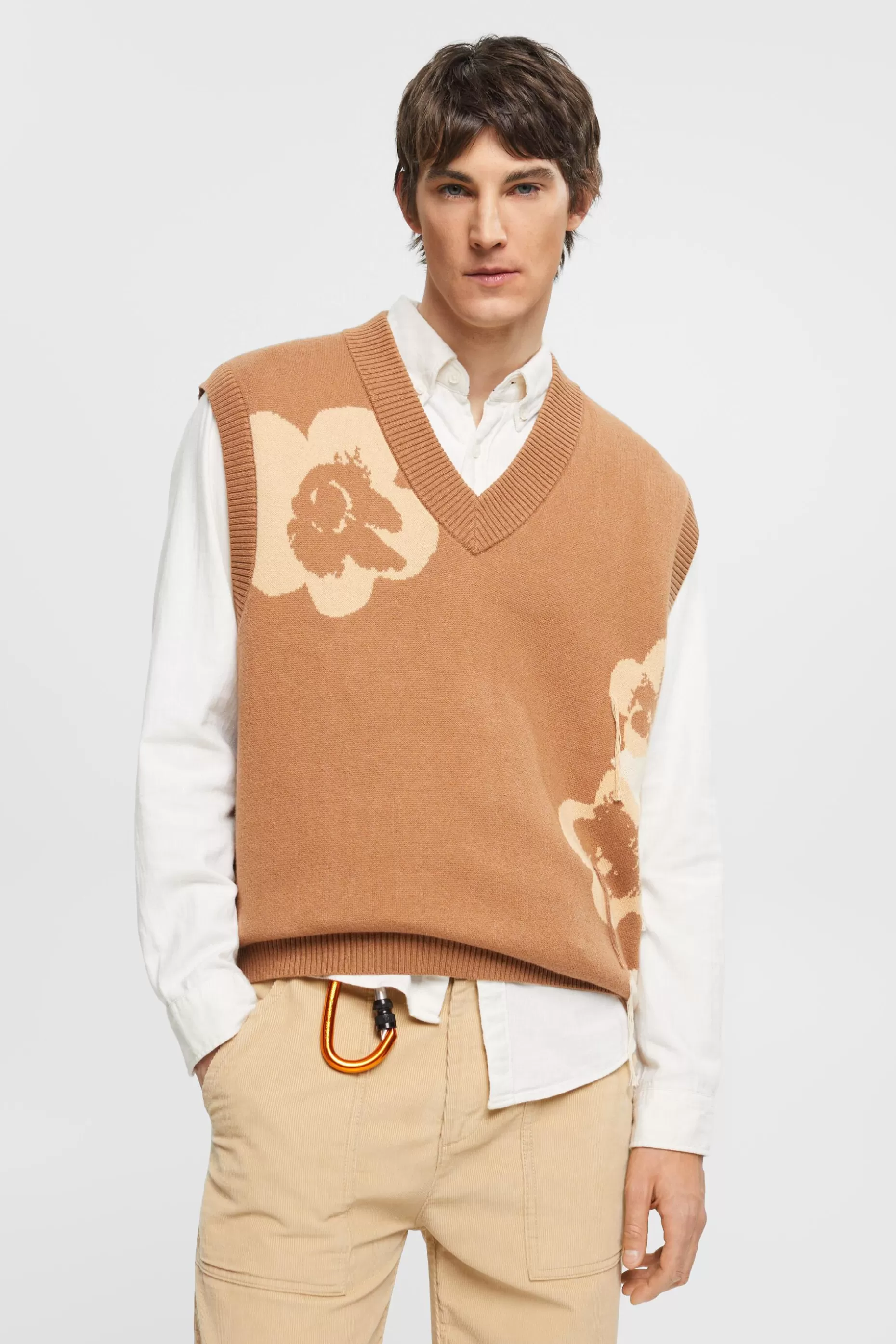 ESPRIT V-neck tank top with floral jacquard pattern at our Online Shop *Men Sweaters