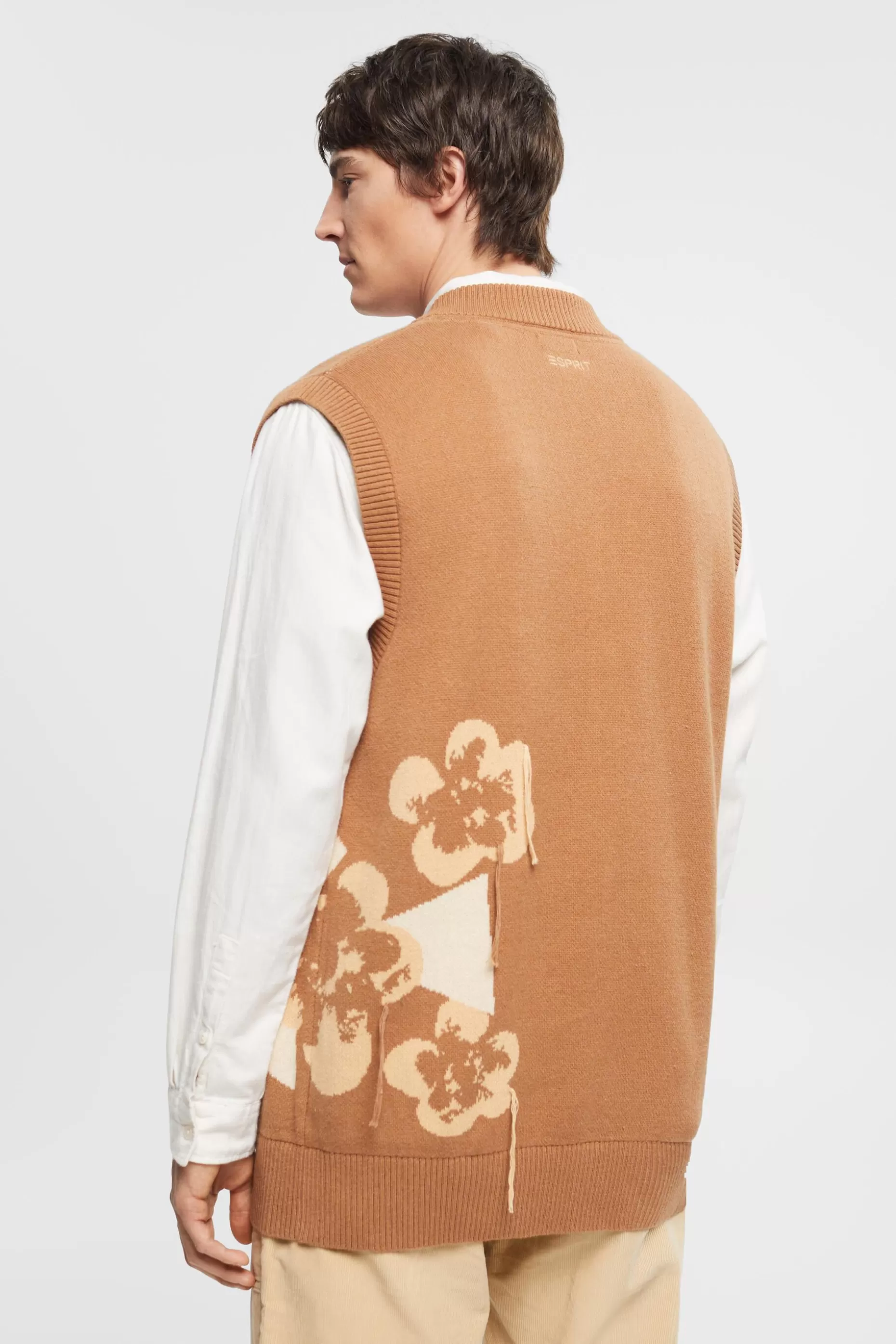 ESPRIT V-neck tank top with floral jacquard pattern at our Online Shop *Men Sweaters