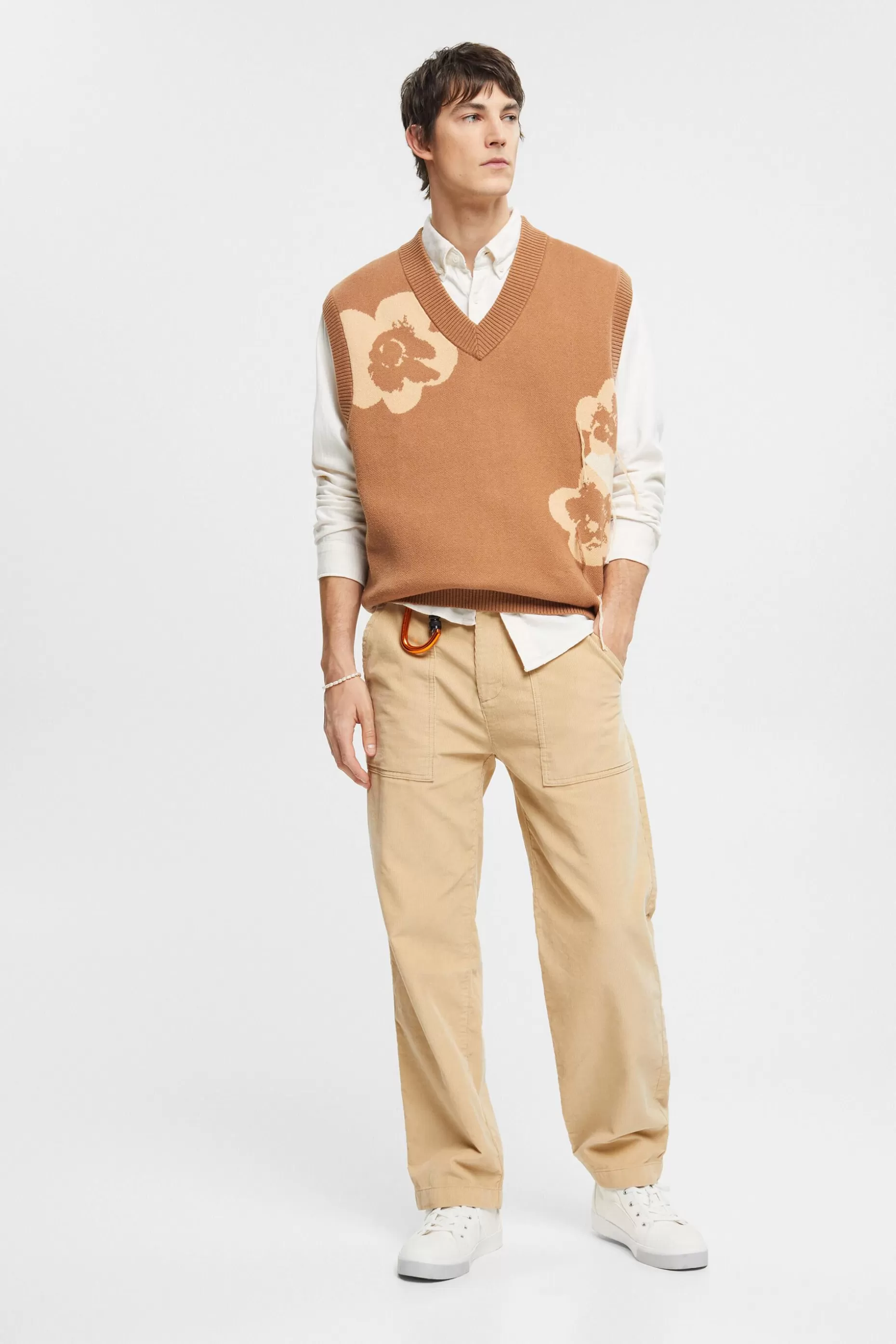 ESPRIT V-neck tank top with floral jacquard pattern at our Online Shop *Men Sweaters