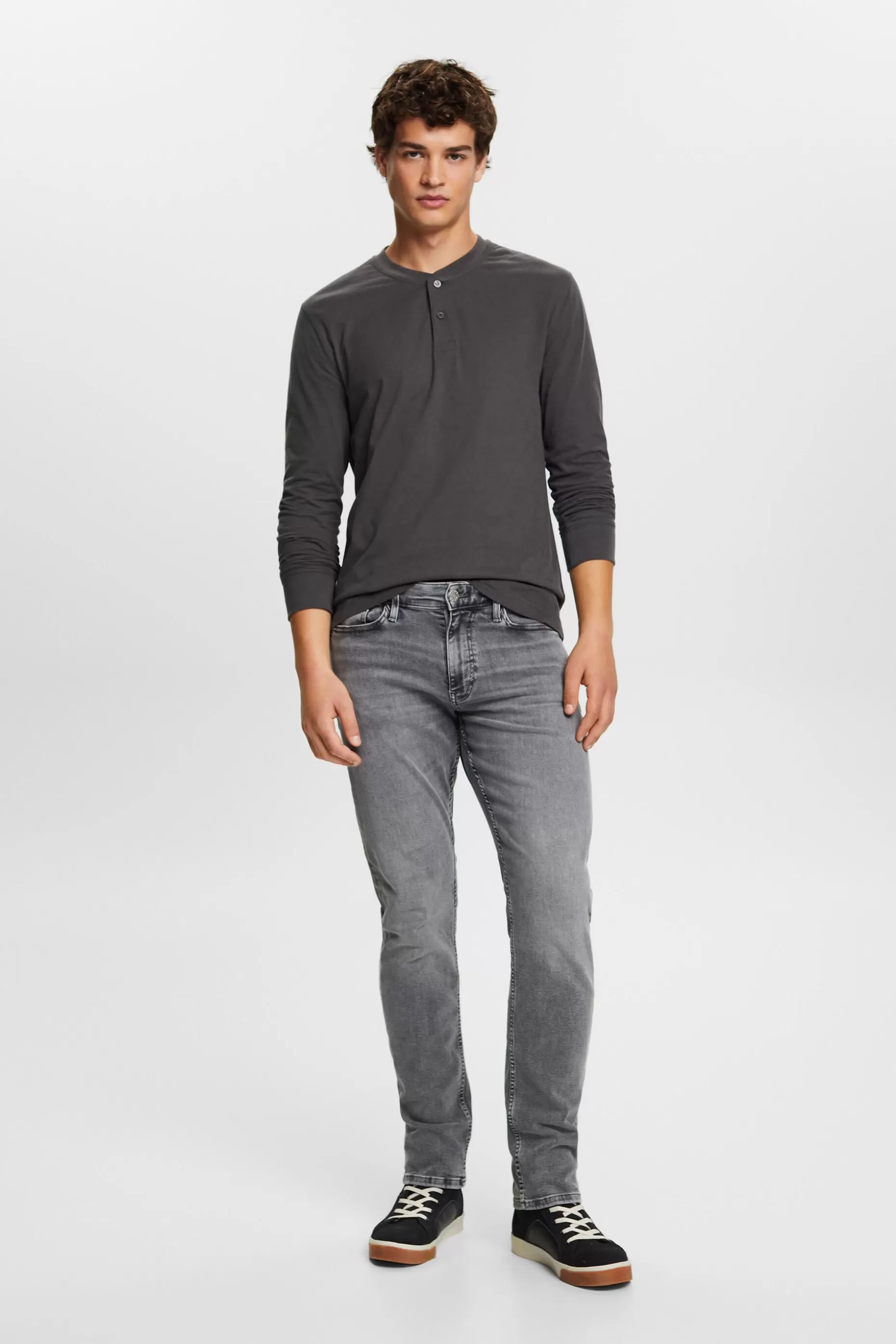 ESPRIT Washed Cotton Jersey Henley at our Online Shop *Men T-Shirts + Polos