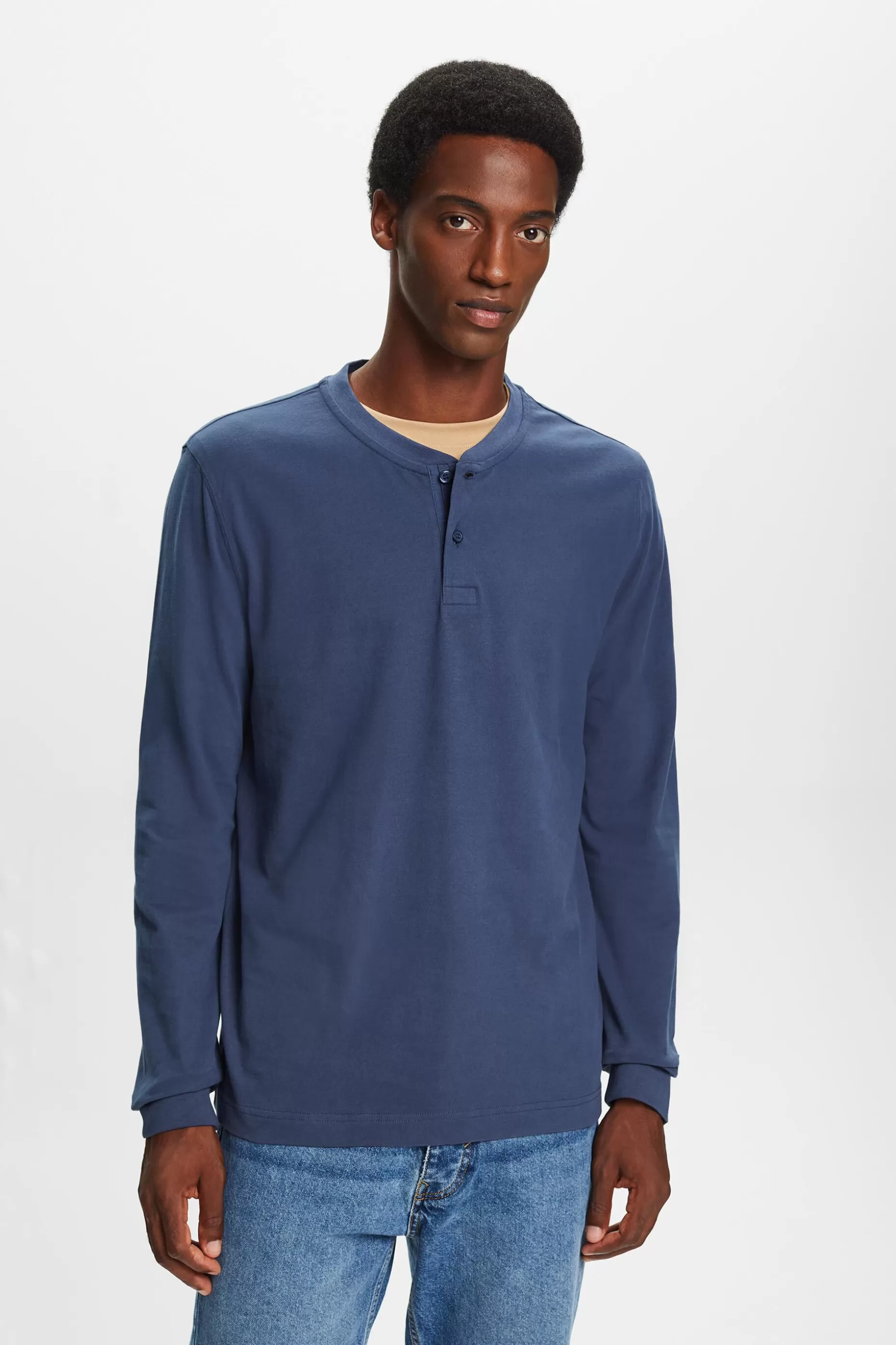 ESPRIT Washed Cotton Jersey Henley at our Online Shop *Men T-Shirts + Polos