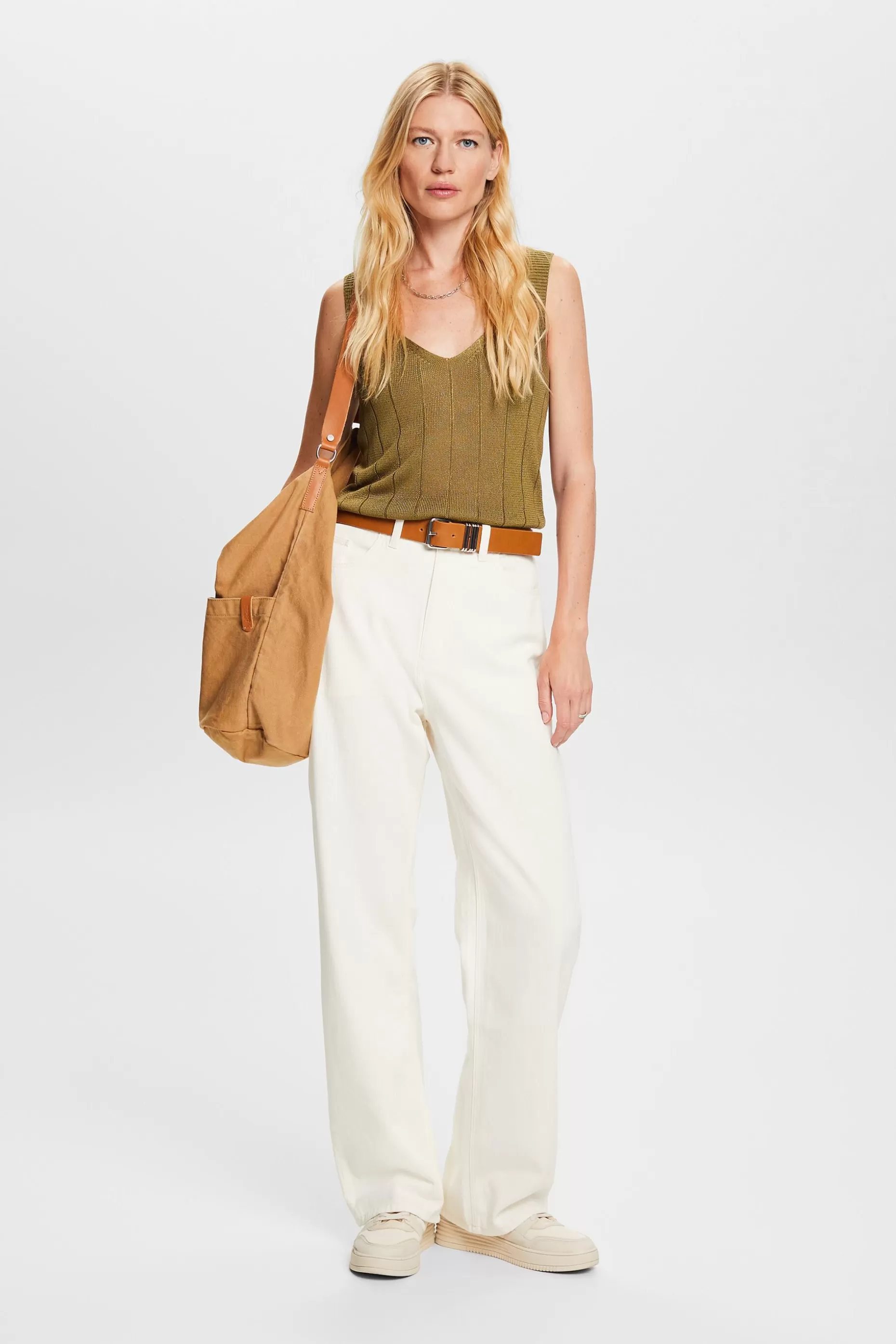ESPRIT Wide leg twill trousers, 100% cotton at our Online Shop * Sale Under $30