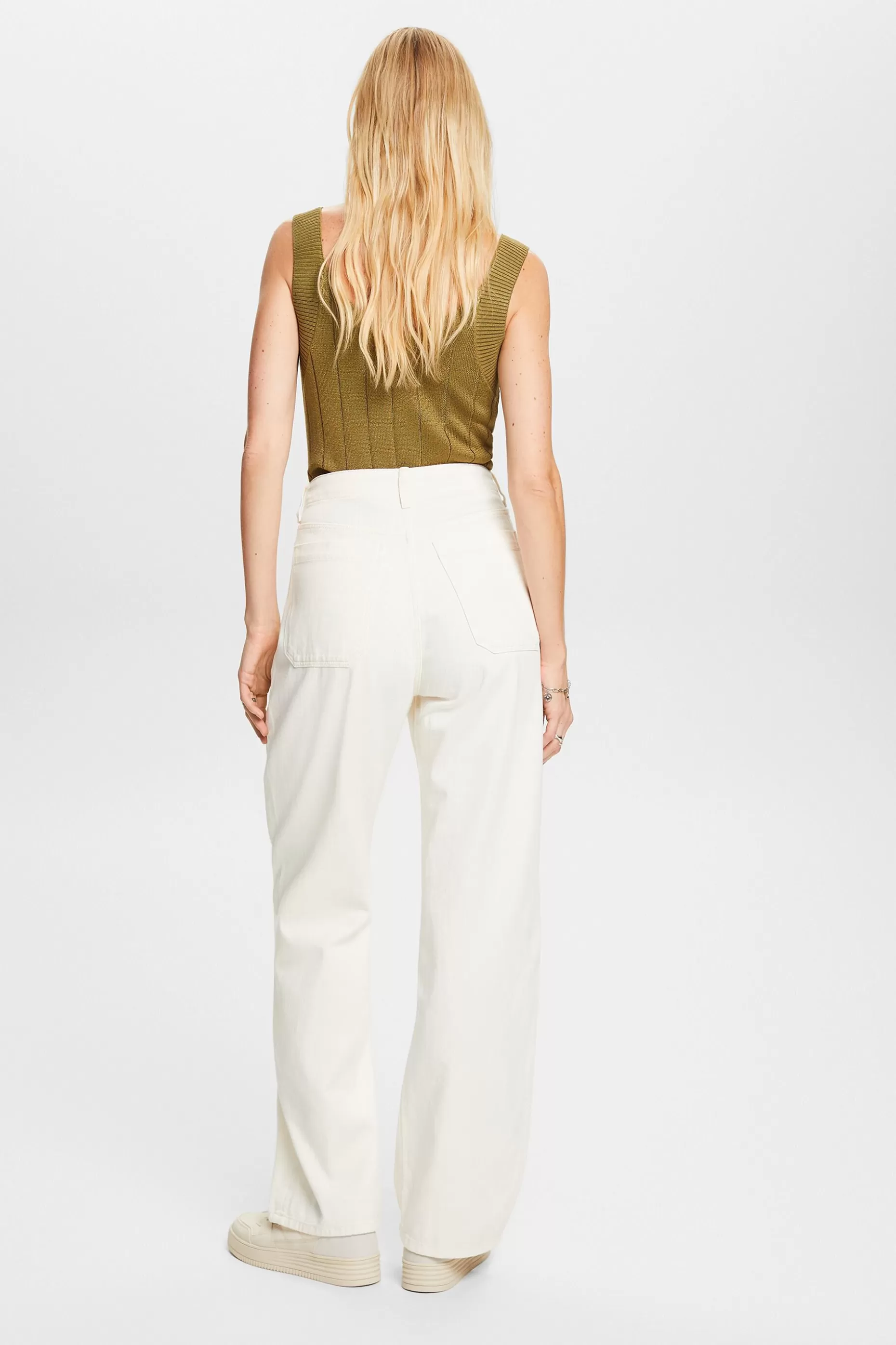 ESPRIT Wide leg twill trousers, 100% cotton at our Online Shop *Women Pants + Joggers