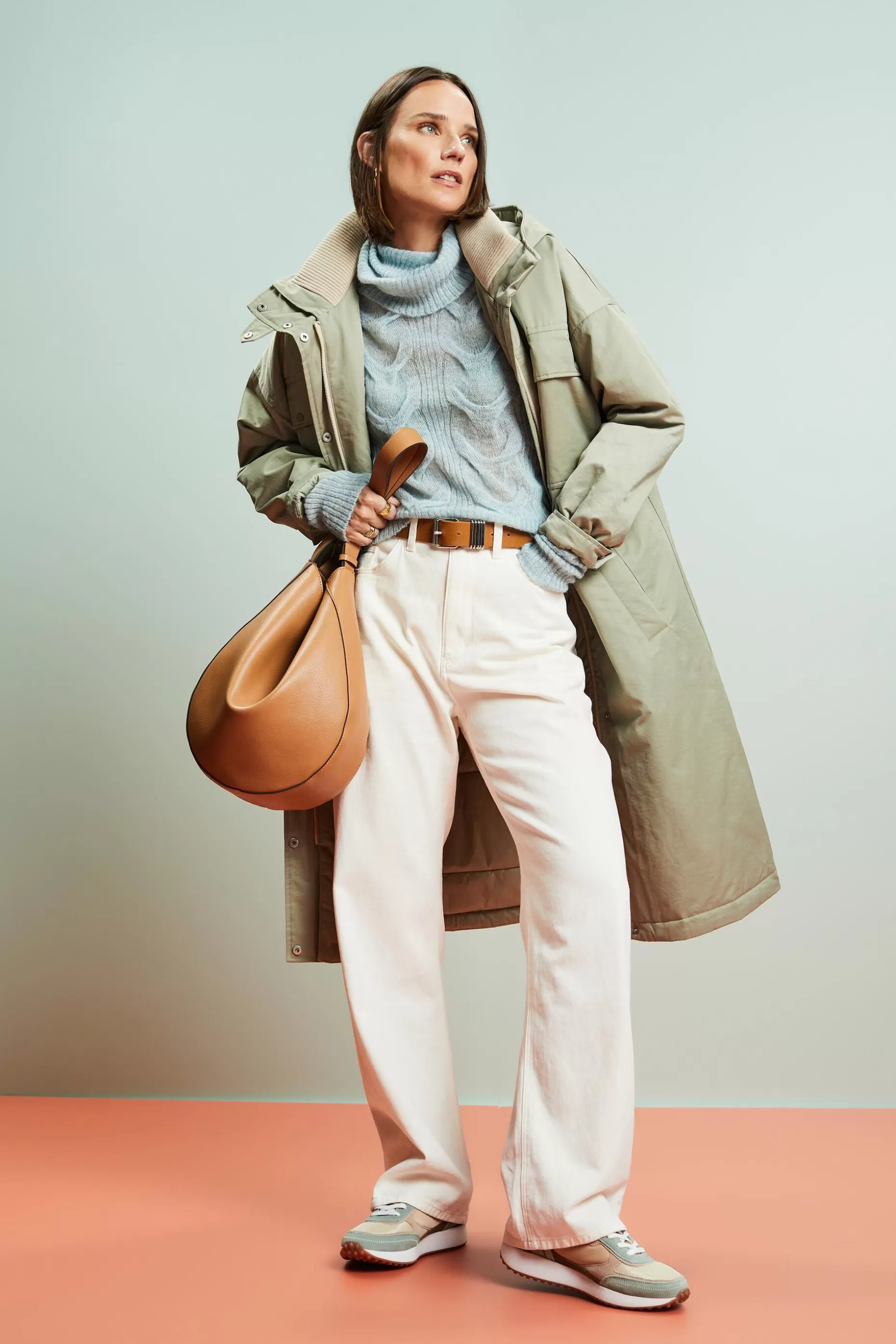 ESPRIT Wide leg twill trousers, 100% cotton at our Online Shop *Women Pants + Joggers