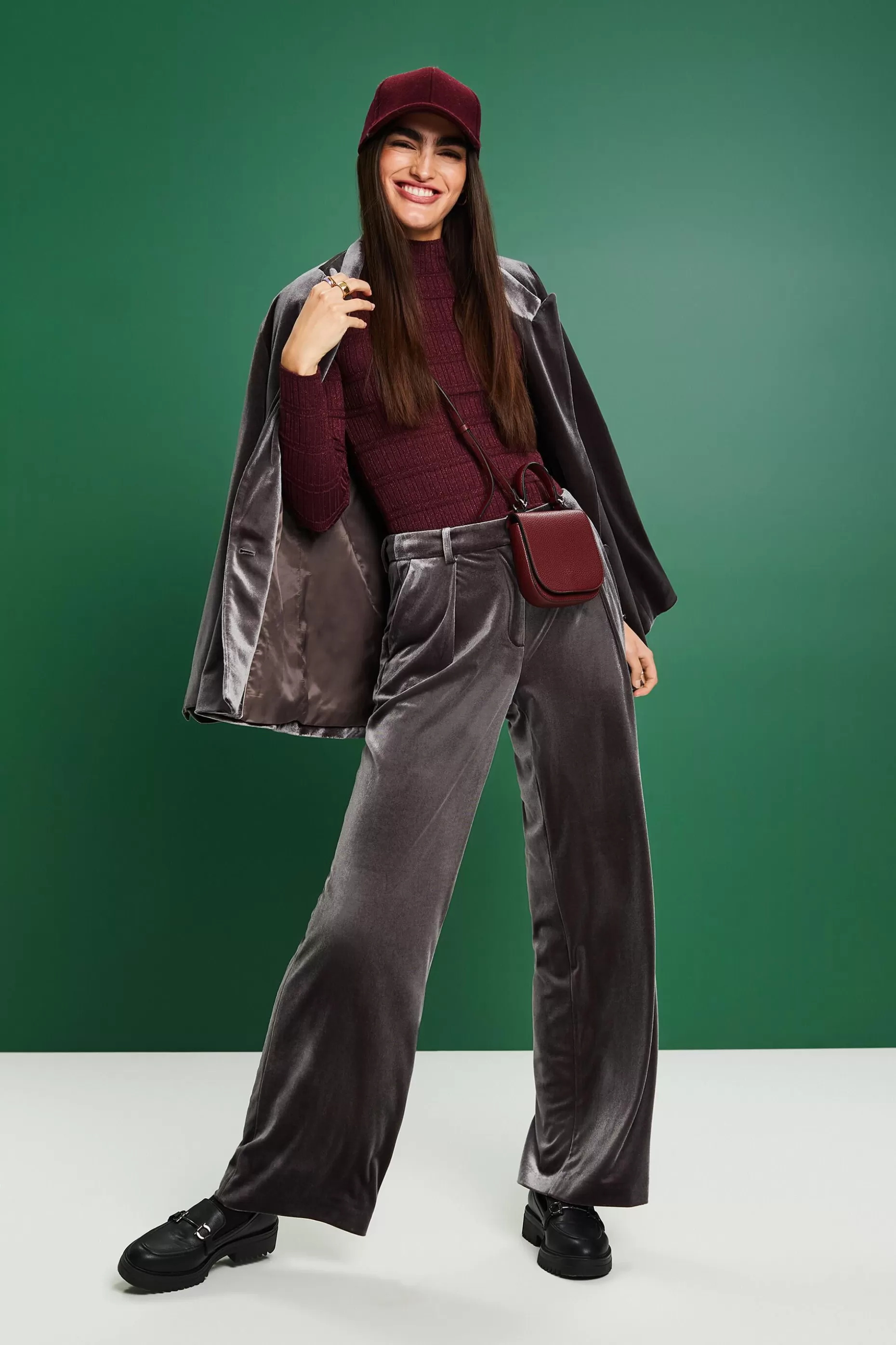 ESPRIT Wide Leg Velvet Pants at our Online Shop *Women Bottoms