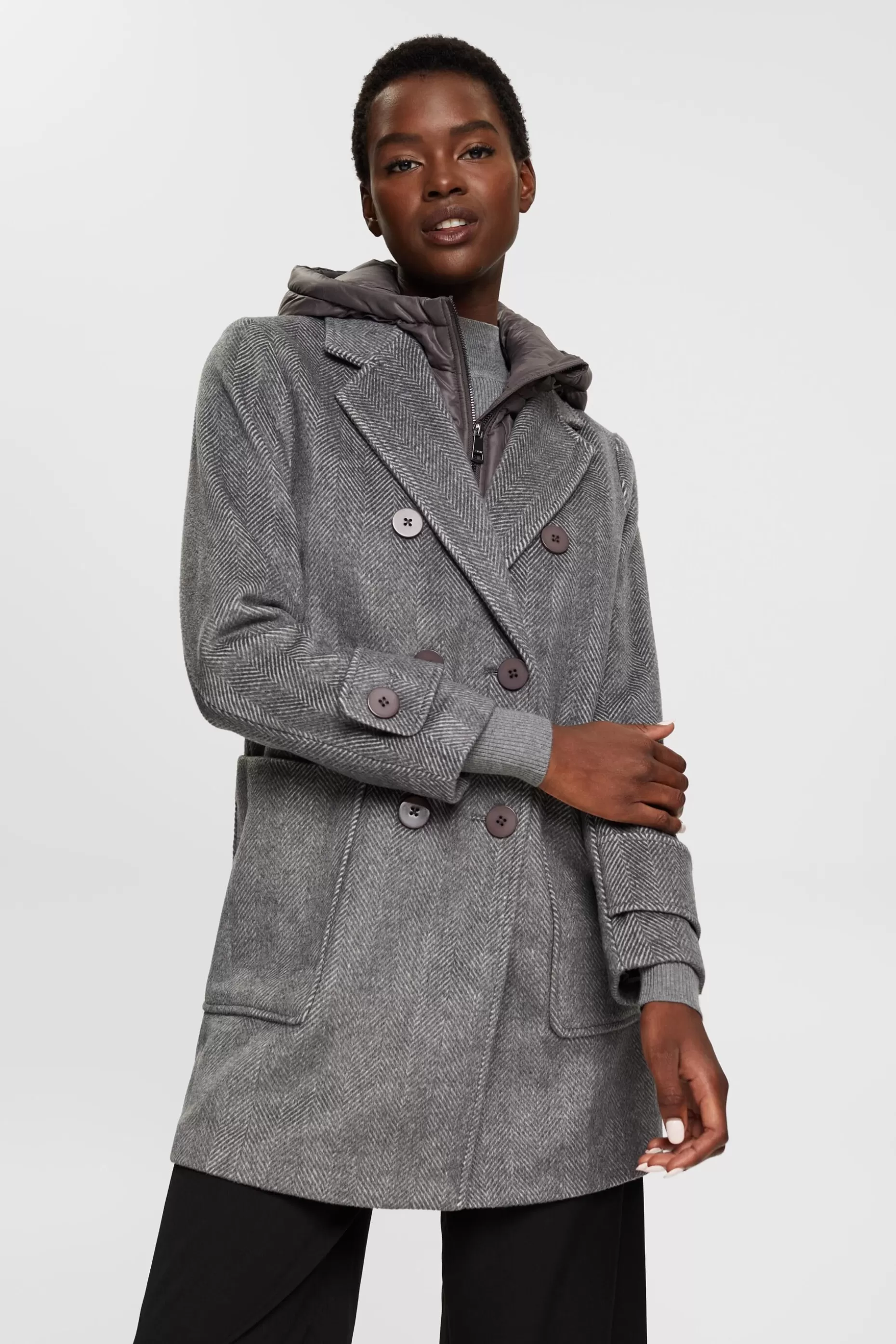 ESPRIT Wool blend coat with detachable hood at our Online Shop * Sale Under $75