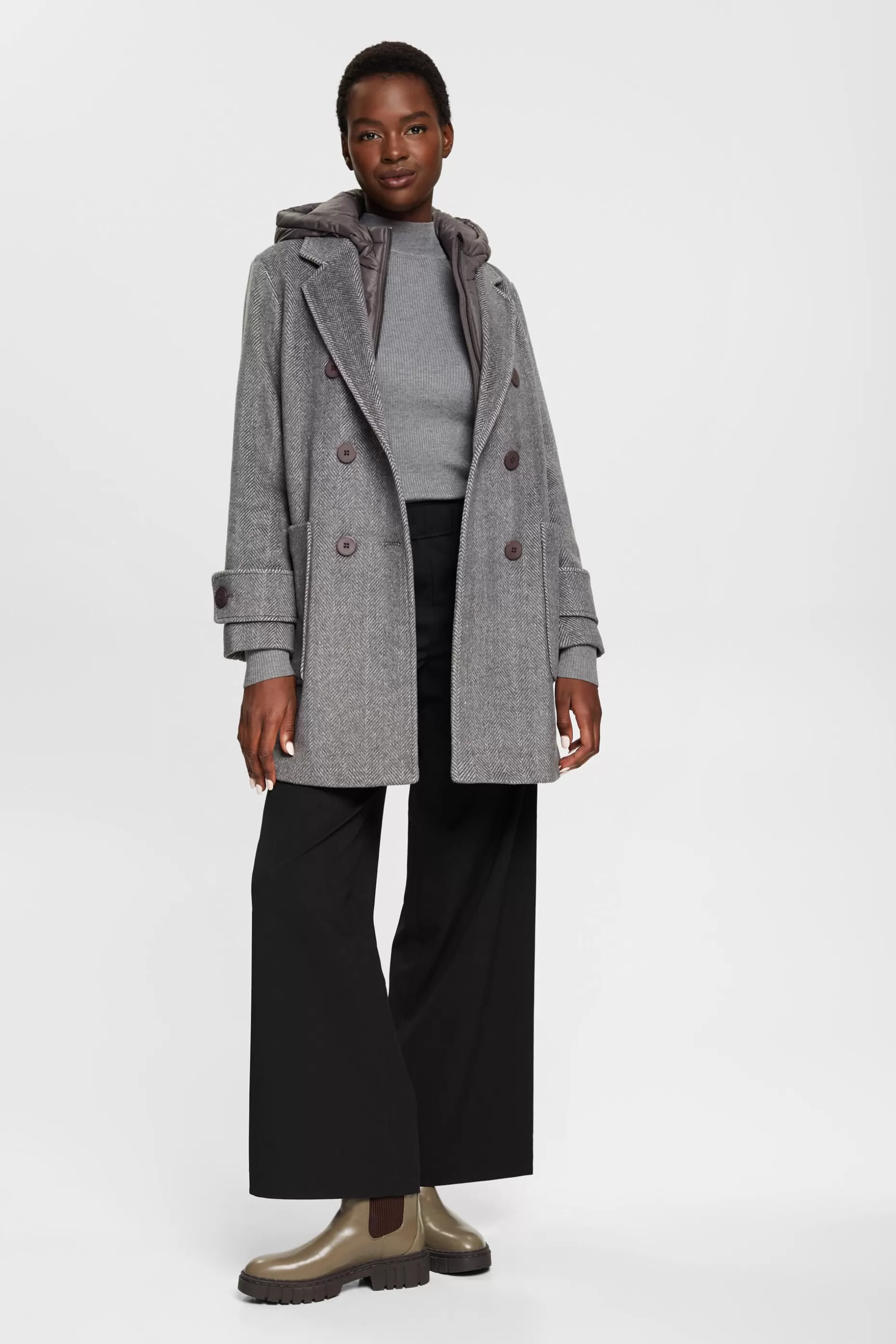 ESPRIT Wool blend coat with detachable hood at our Online Shop * Sale Under $75