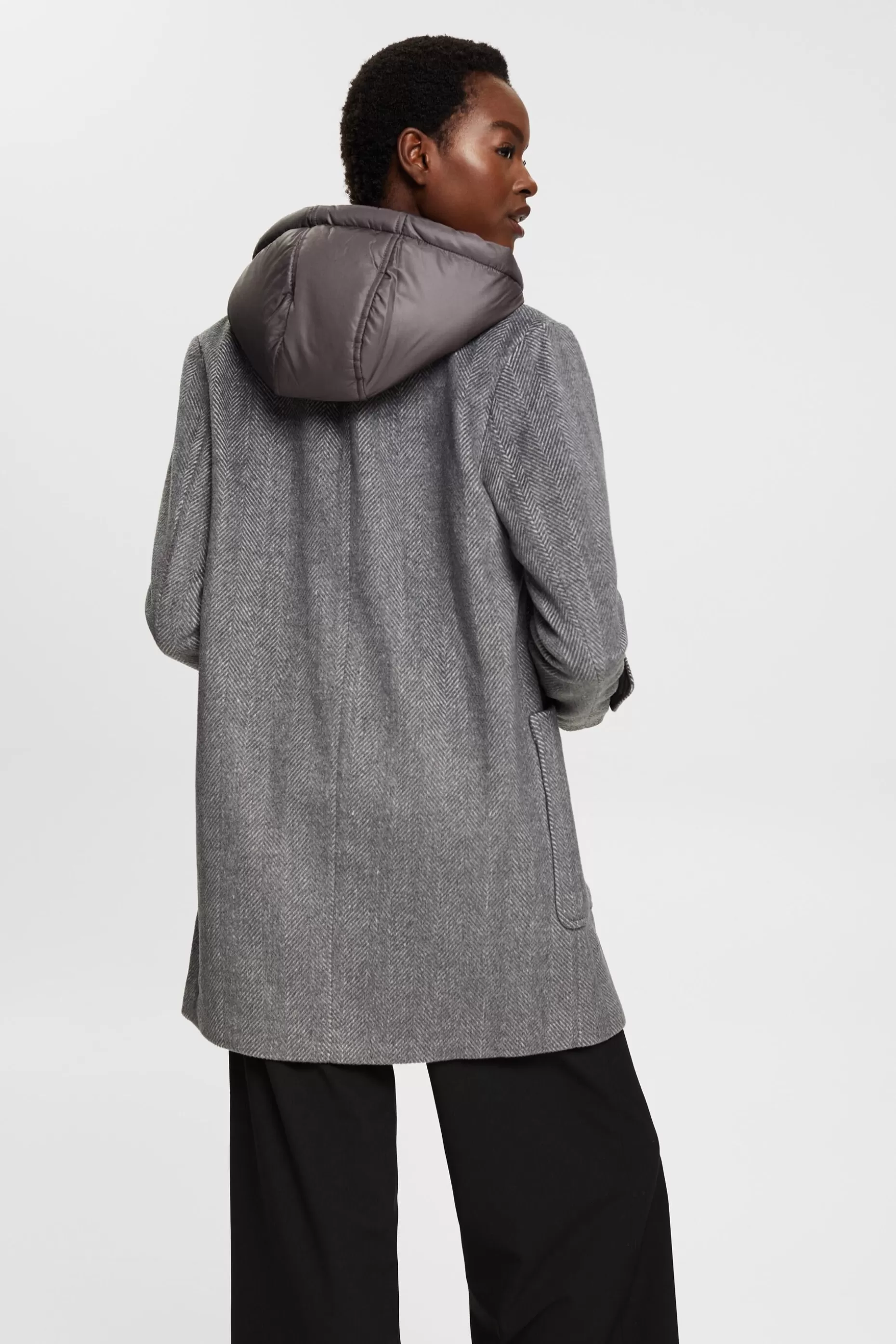 ESPRIT Wool blend coat with detachable hood at our Online Shop *Women Clearance 60%-70% Off