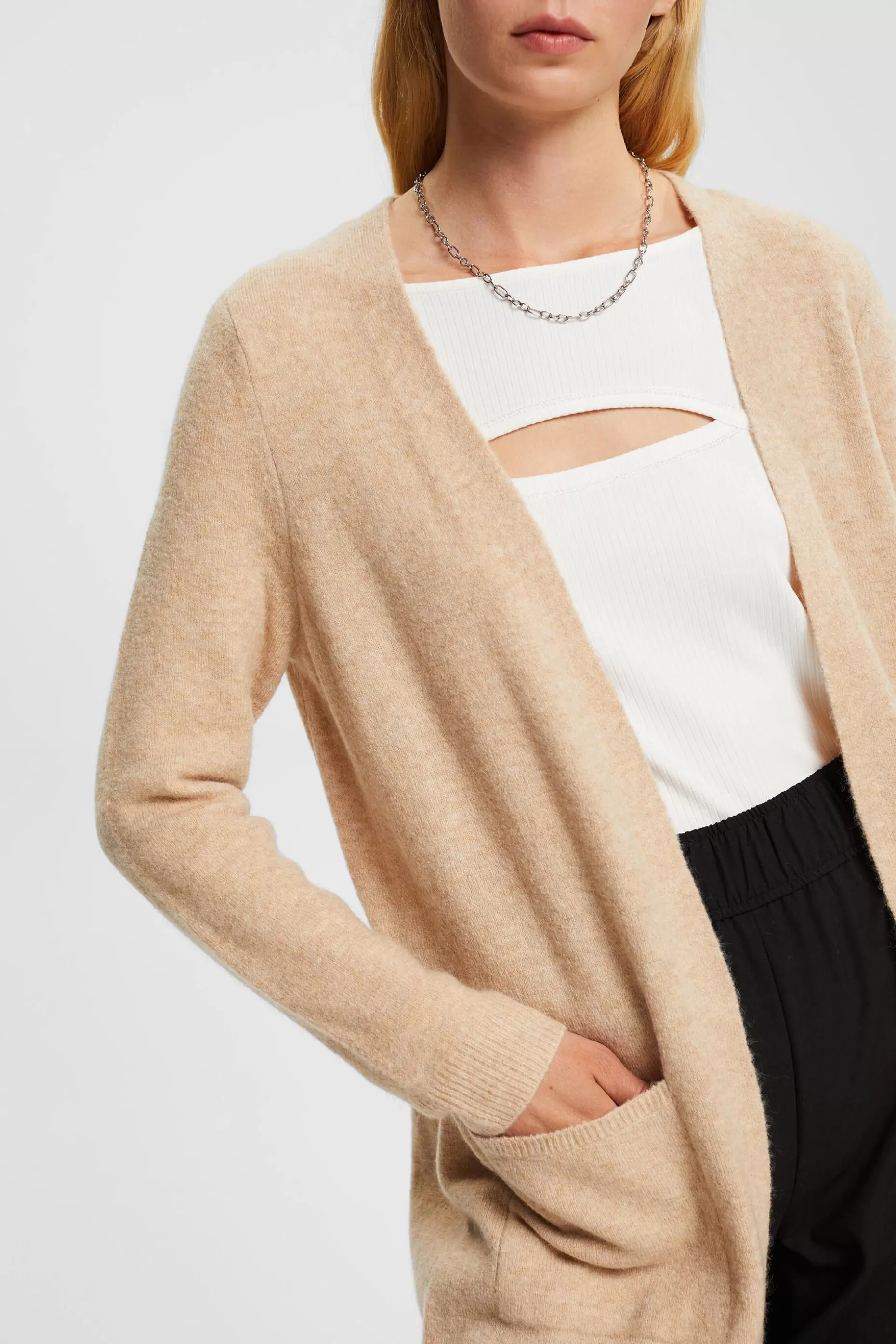 ESPRIT Wool blend: open cardigan at our Online Shop *Women Tops