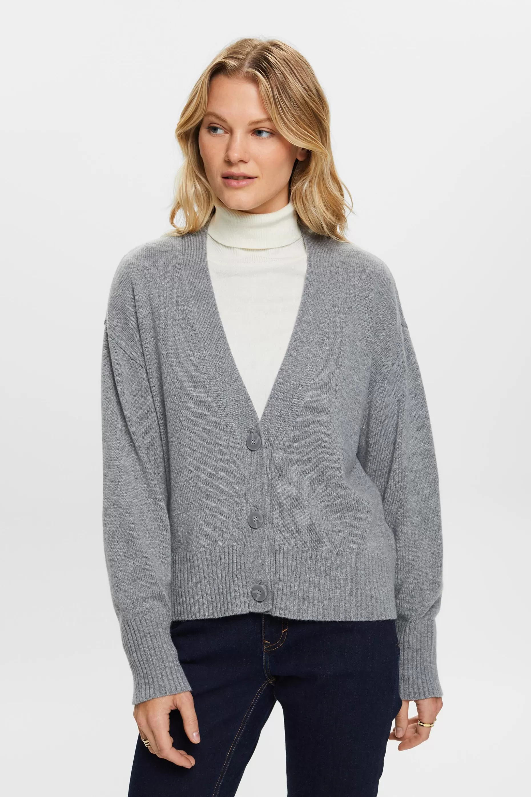 ESPRIT Wool Blend V-Neck Cardigan at our Online Shop *Women Sweaters