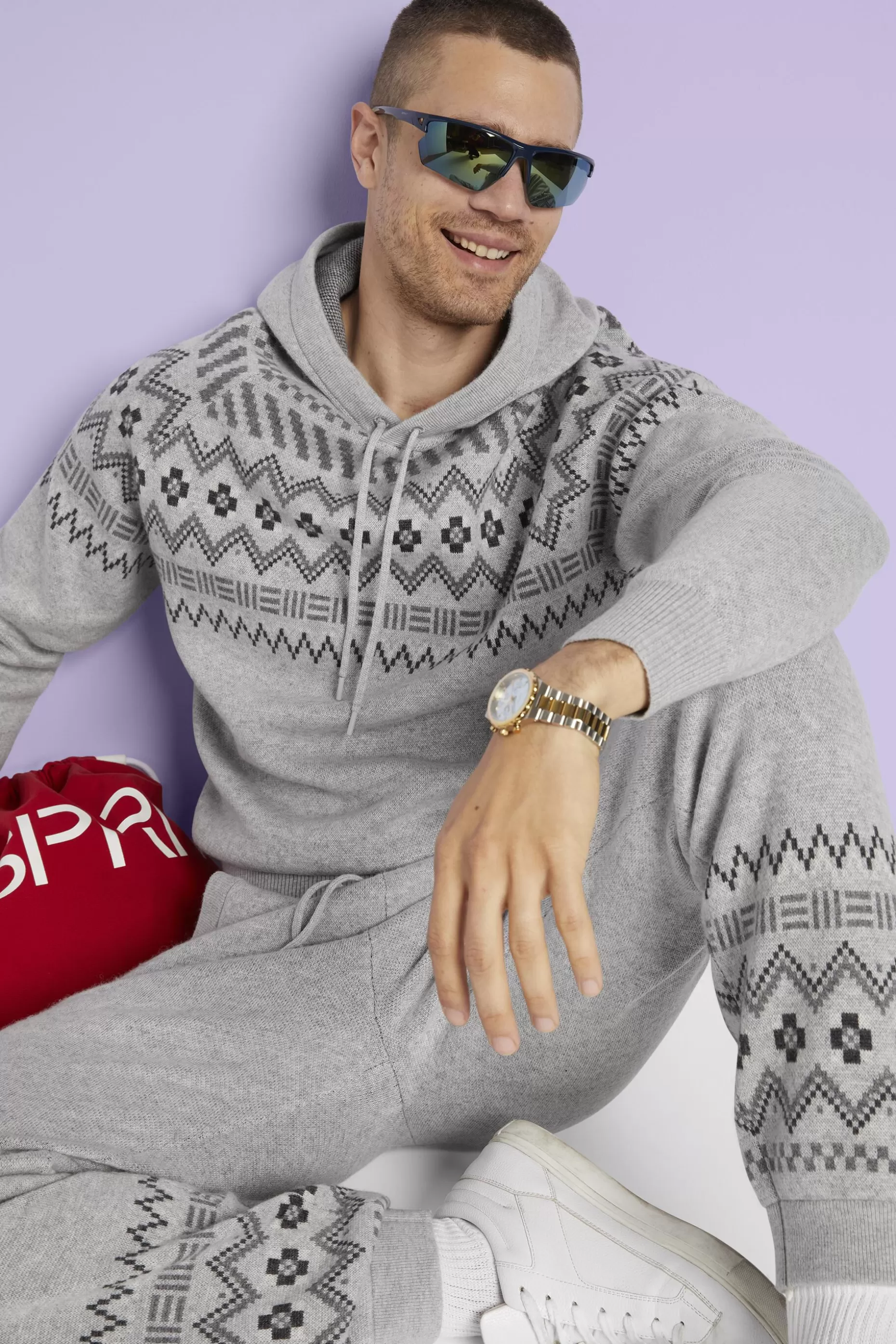 ESPRIT Wool Cashmere Fair Isle Sweater Hoodie at our Online Shop *Men Sweaters