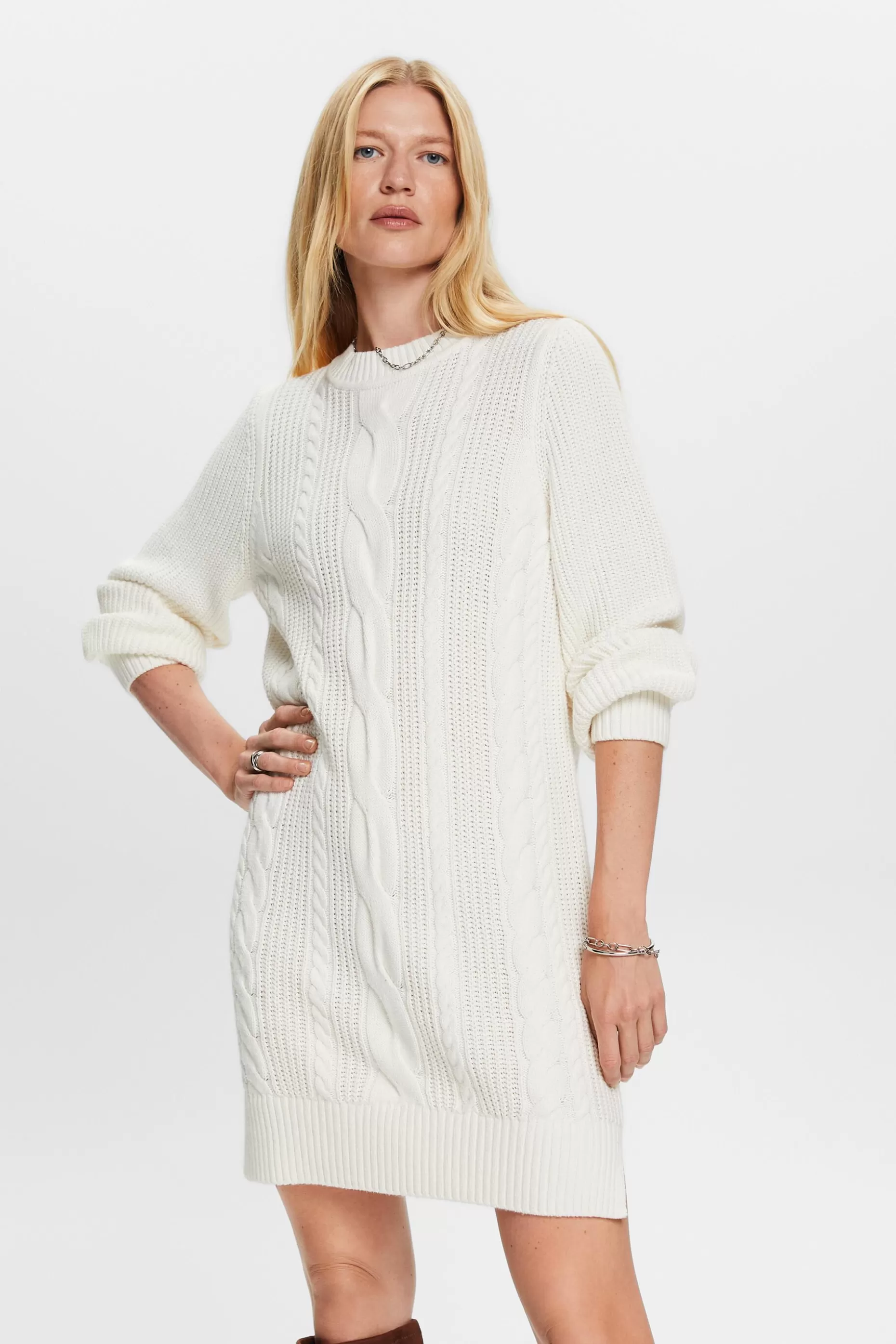 ESPRIT Wool-Blend Cable Knit Sweater Dress at our Online Shop *Women Dresses + Jumpsuits