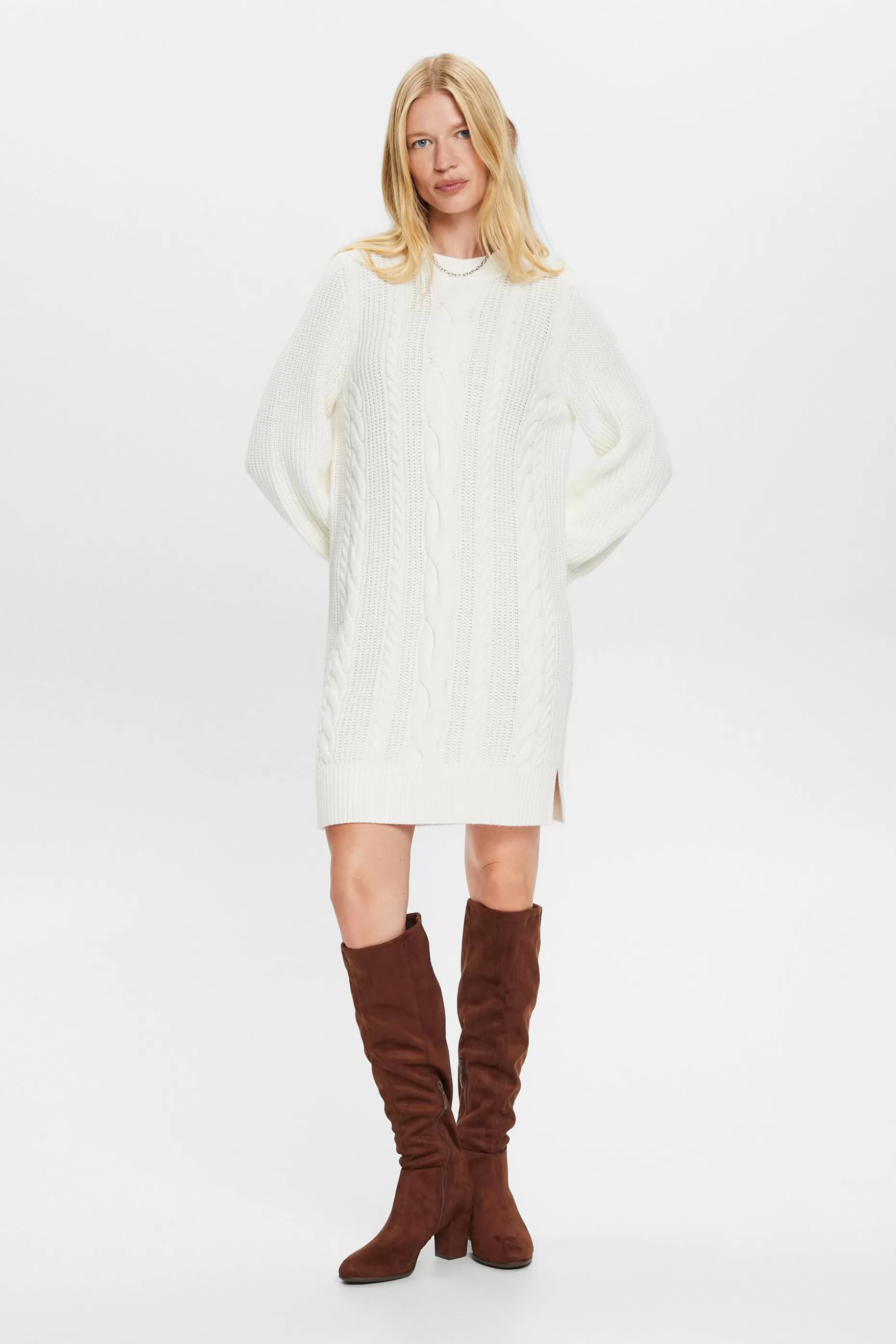 ESPRIT Wool-Blend Cable Knit Sweater Dress at our Online Shop *Women Dresses + Jumpsuits