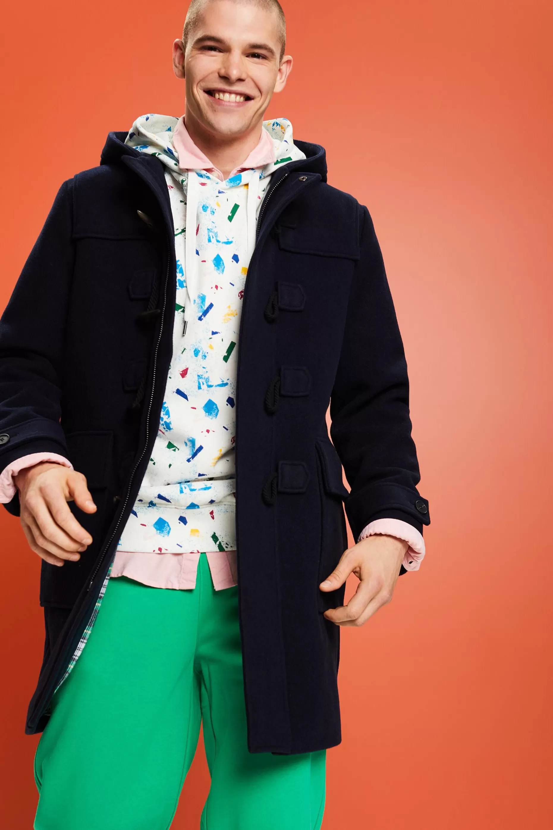ESPRIT Wool-Blend Toggle Coat at our Online Shop *Men Jackets + Coats