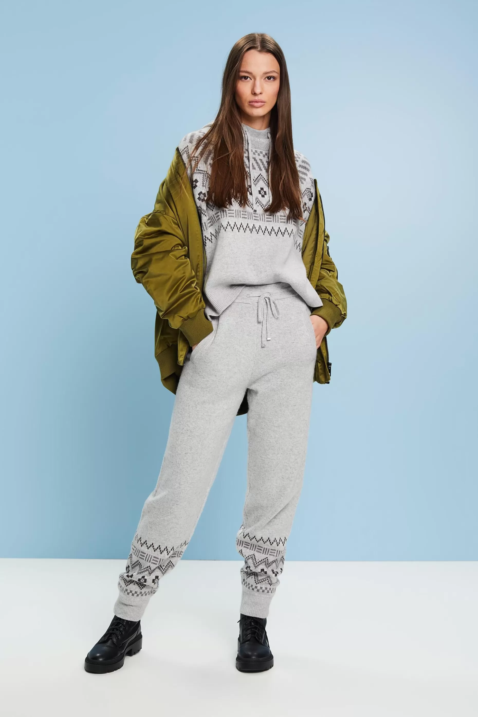 ESPRIT Wool-Cashmere Blend Fair Isle Knit Pants at our Online Shop *Women Pants + Joggers