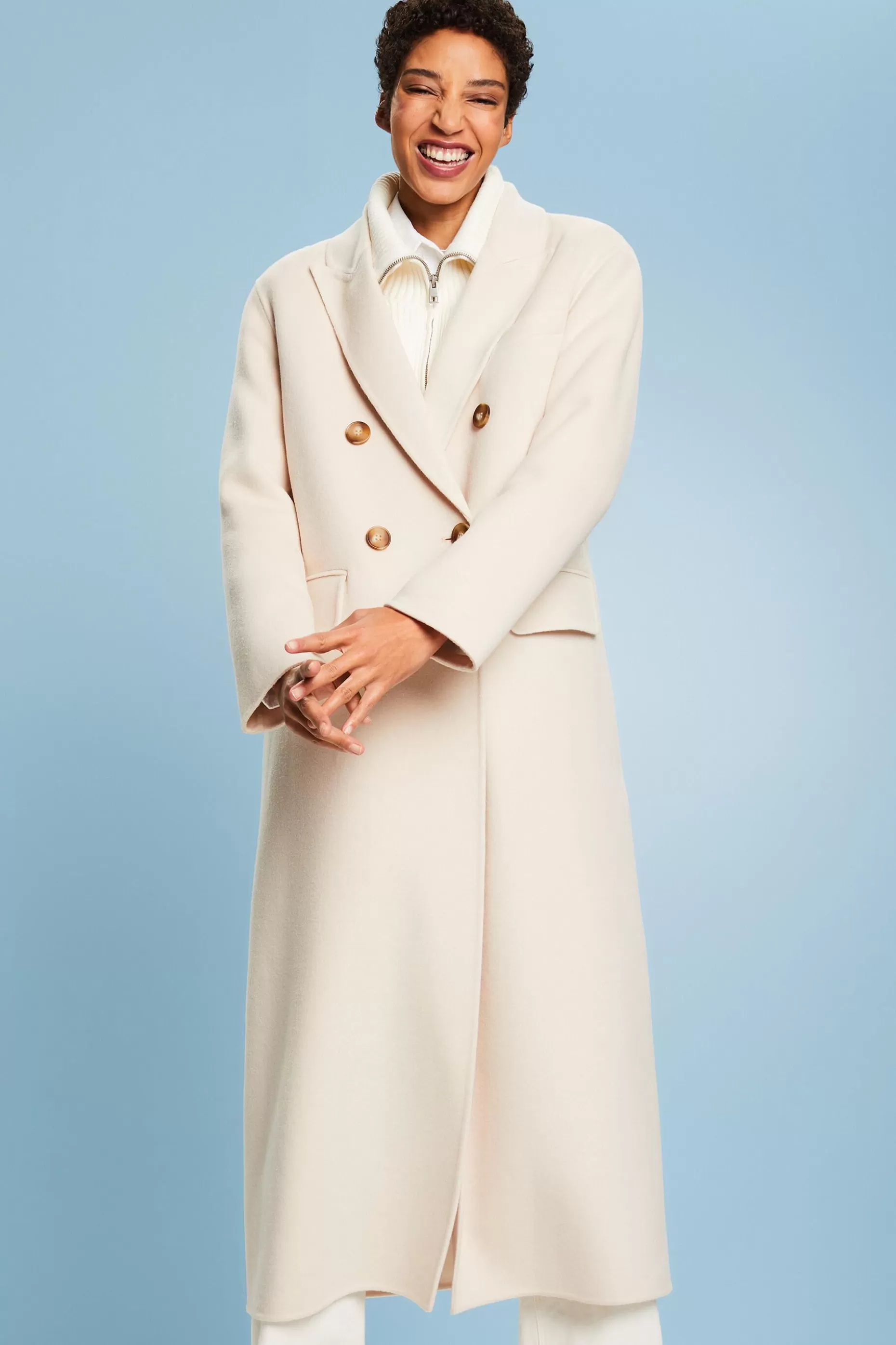 ESPRIT Wool-Cashmere Double-Breasted Coat at our Online Shop *Women The Spring Edit